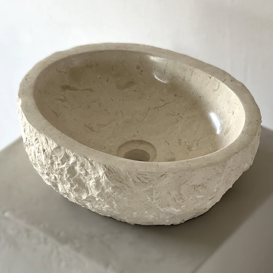 Kreminio marmuro praustuvas SANTORINI CREAM S Nr. 059