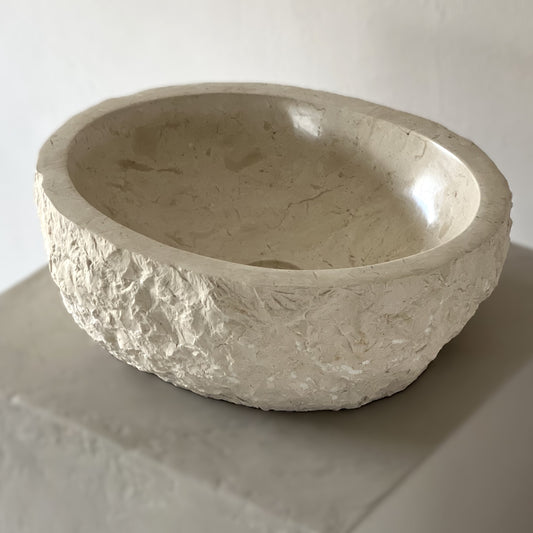 Kreminio marmuro praustuvas SANTORINI CREAM S Nr. 059