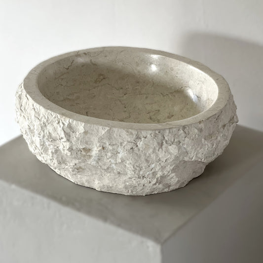 Kreminio Marmuro Praustuvas SANTORINI CREAM S NR. 025