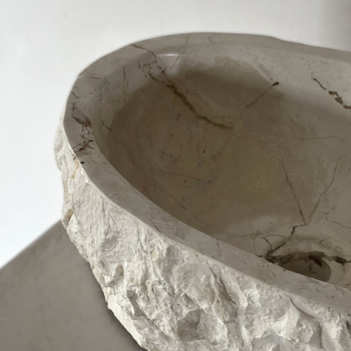 Kreminio Marmuro Praustuvas SANTORINI CREAM S NR. 05