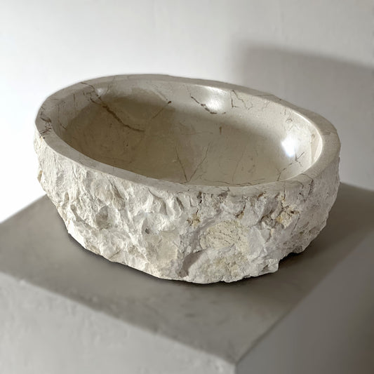 Kreminio Marmuro Praustuvas SANTORINI CREAM S NR. 05