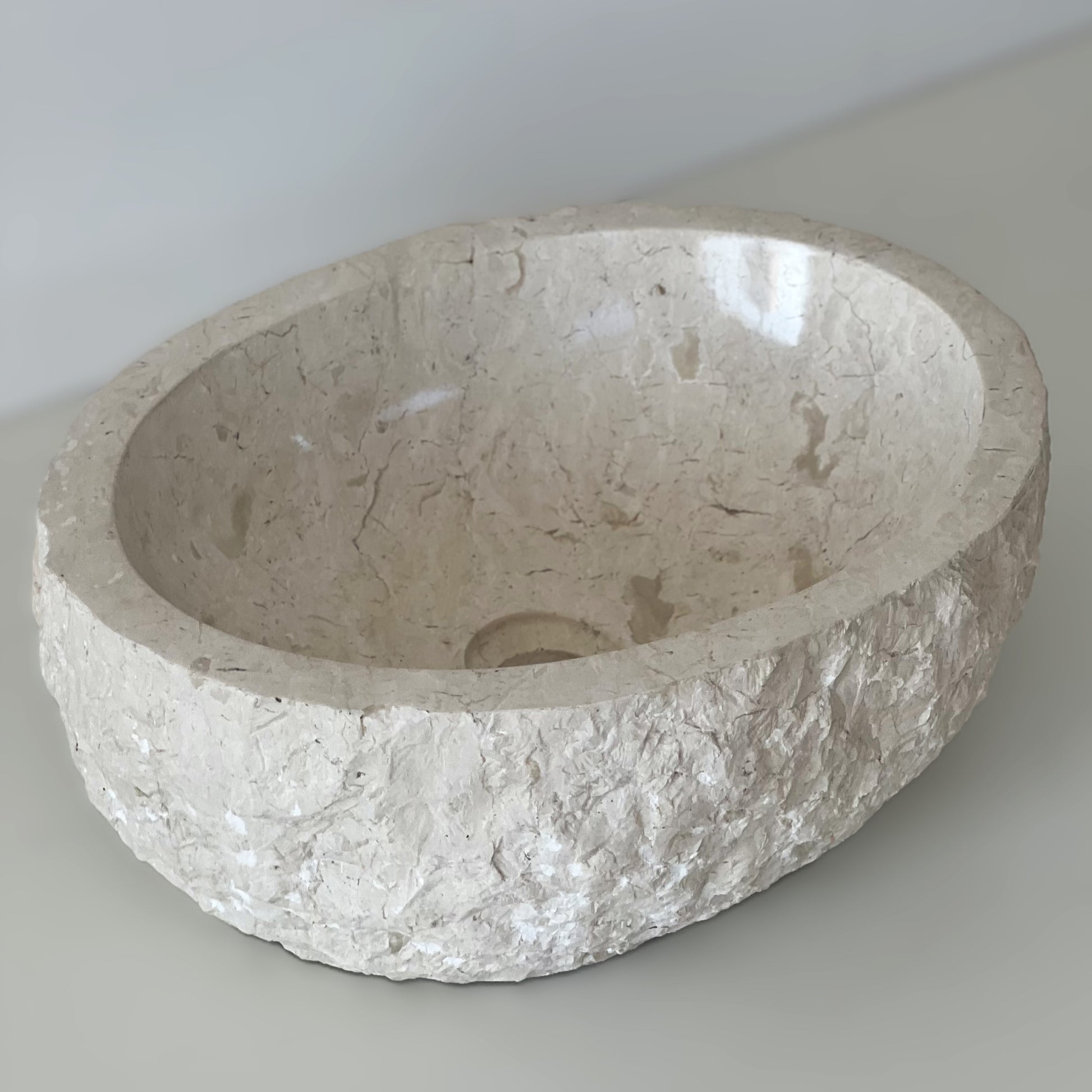 Kreminio marmuro praustuvas SANTORINI CREAM S NR. 059